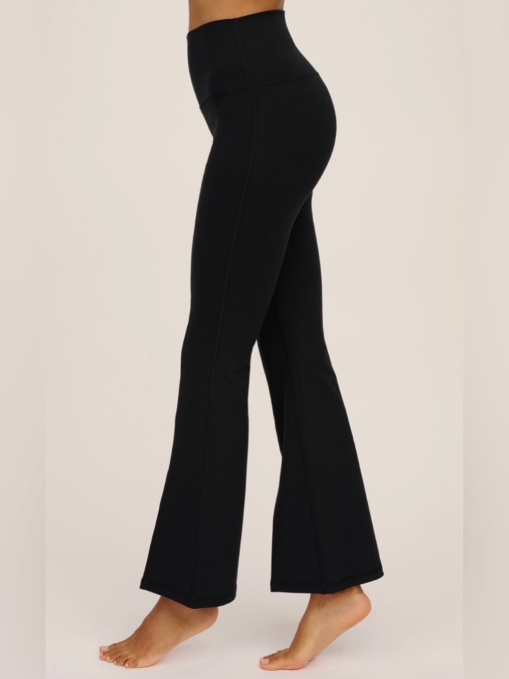 Yogalicious Black Lux Girl Friend 7/8 Flared Pants with Front Slits Sz M - Picture 2 of 9